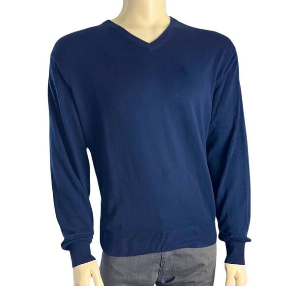 Peter Millar L/S V-Neck Navy Sweater 95% Cotton 5% Cashmere Excellent Condition - Picture 5 of 9